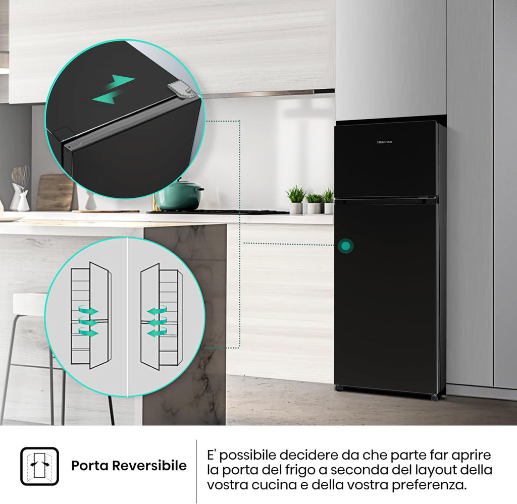 Hisense MTM55205EB Frigorifero Doppia Porta, Libera installazione, Capacità netta 206 L, Nero,…