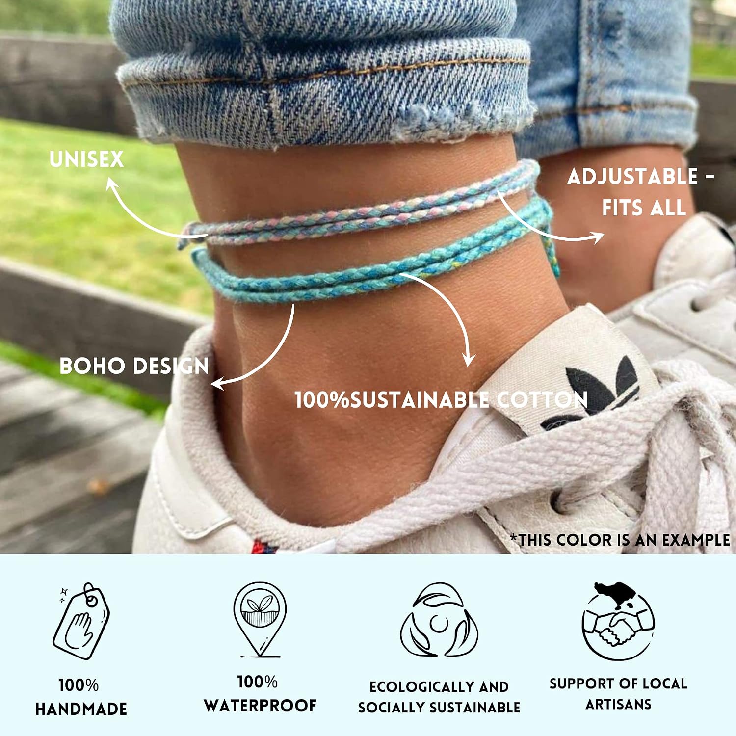 Made by Nami Cavigliera Surfer Set di 2 Uomo e Donna - Cavigliera Sottile Boho Hippie Etnico - Accessori Fatti a Mano per Festa…
