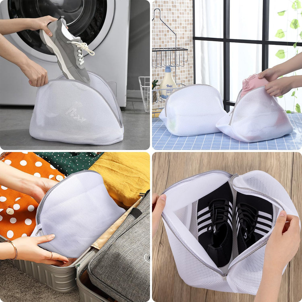 Sacchetti per Lavatrice, Set da 2, Riutilizzabili con Rete per Lavare, Zip per le Scarpe, Adatti a Calzini, Reggiseni