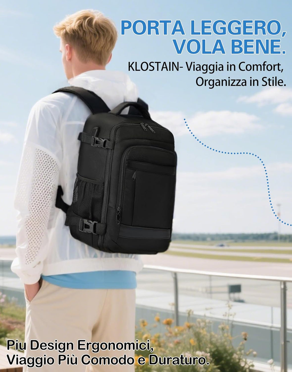 KLOSTAIN Zaino Ryanair 40x20x25 Zaino da Viaggio Aereo Bagaglio a Mano 20L Borsa da Cabina per Uomo e Donna Zaino da Viaggio…