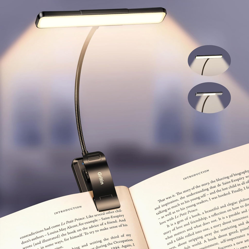 Gritin 2026 2a Gen Luce per Lettura Libri a Letto- 32 LED Spettro Completo | 5 Colori & 5 Luminosità, Fascio Regolabile Largo/Stretto,…