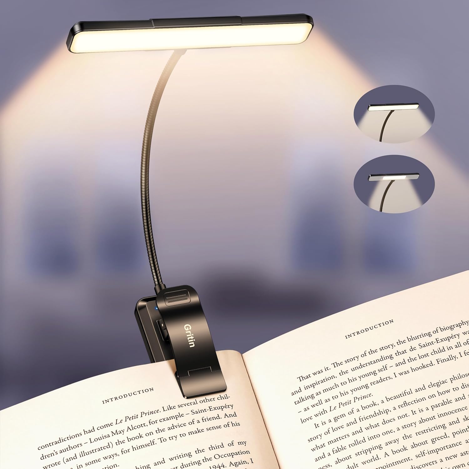 Gritin 2026 2a Gen Luce per Lettura Libri a Letto- 32 LED Spettro Completo | 5 Colori & 5 Luminosità, Fascio Regolabile Largo/Stretto,…