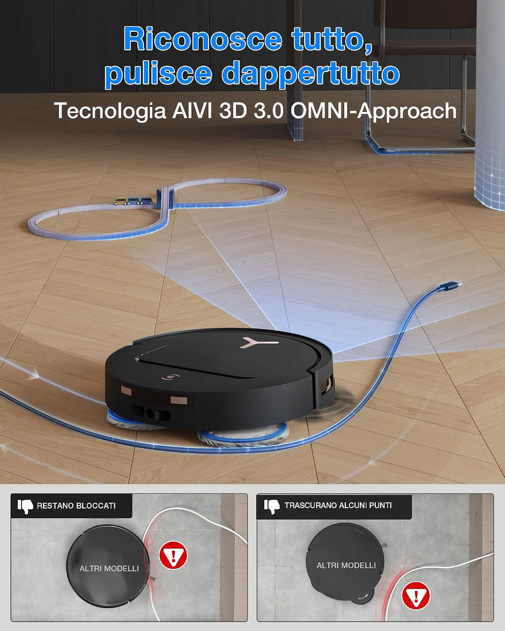 ECOVACS DEEBOT T50 PRO OMNI Gen3 Robot Aspirapolvere Lavapavimenti, spazzola laterale e mocio a estensione, 25.000 Pa,…