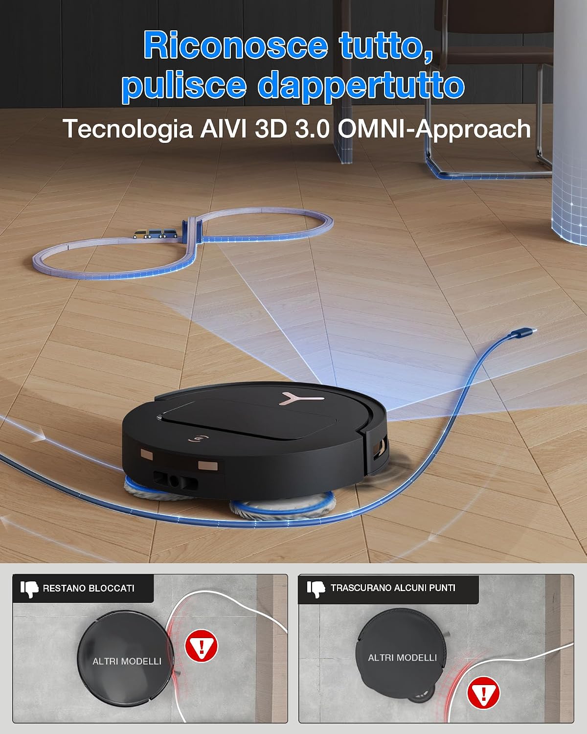 ECOVACS DEEBOT T50 PRO OMNI Gen3 Robot Aspirapolvere Lavapavimenti, spazzola laterale e mocio a estensione, 25.000 Pa,…