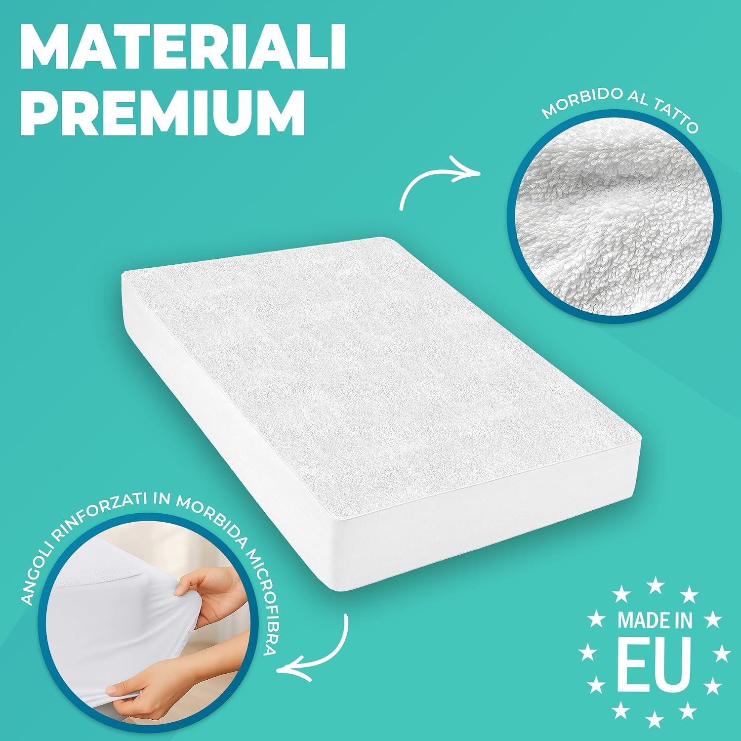 Coprimaterasso Matrimoniale Impermeabile 160x190 cm Lenzuolo con Angoli Bianco in Cotone e Microfibra Protezione…