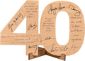 Biglietto d'auguri in legno naturale a forma di numero 40 con supporto per compleanno uomo Cubiboo Art.