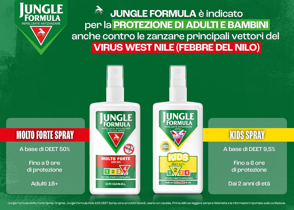 Jungle Formula Molto Forte Spray Repellente antizanzare - Fino a 9 ore di protezione - Zanzare, zecche, insetti aggressivi - Deet 50%…