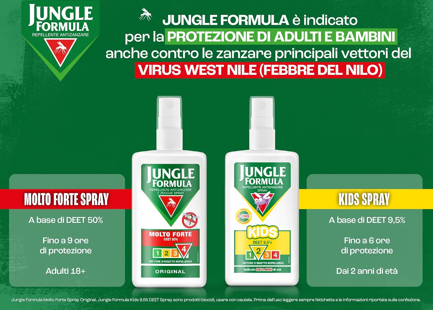 Jungle Formula Molto Forte Spray Repellente antizanzare - Fino a 9 ore di protezione - Zanzare, zecche, insetti aggressivi - Deet 50%…