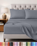 Utopia Bedding Set Lenzuola Letto 4 Pezzi, 180x200cm, Grigio | Lenzuolo con Angoli, Lenzuolo Piatto e 2 Federe 50x75…