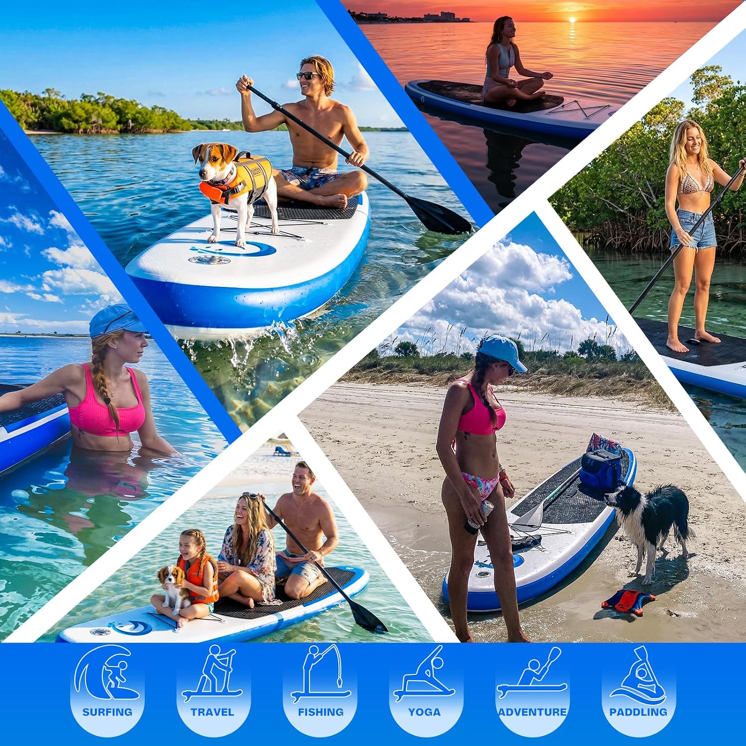 FunWater Sup Gonfiabile Portatile: Tavola Gonfiabile, Pinne, Pompa, Pagaia, Zaino e Guinzaglio di Sicurezza-Ideale per Adulti e…