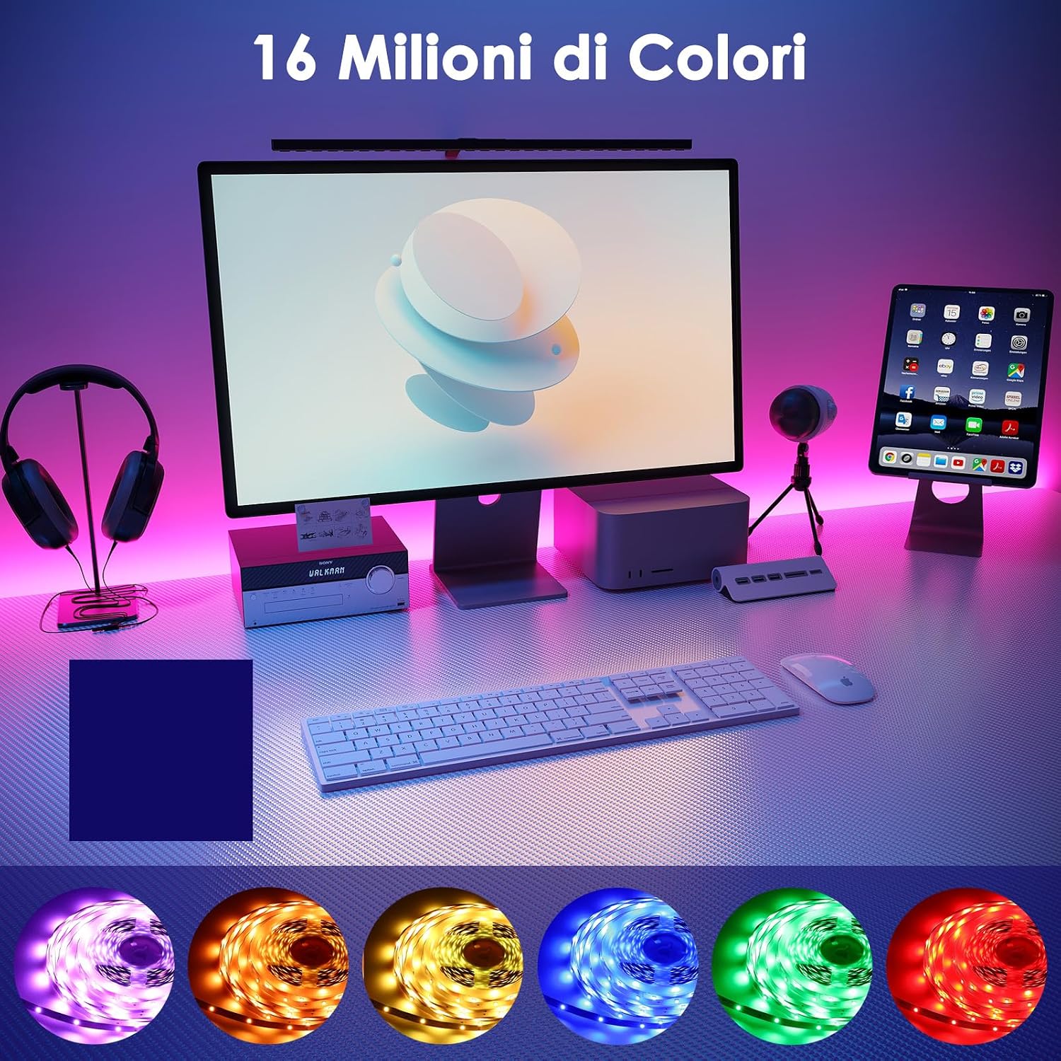 HOVVIDA Striscia LED, 1x5m, Luci LED, RGB LED, 30 LED/Metro | 24V, 150 LED, APP e…