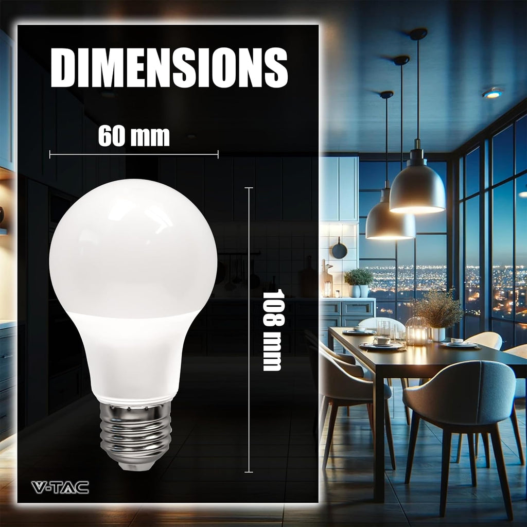 V-TAC 10x Lampadine LED E27 da 8,5W - [ ALTISSIMA EFFICIENZA ] - A60 - (Equivalenti a 60W)…