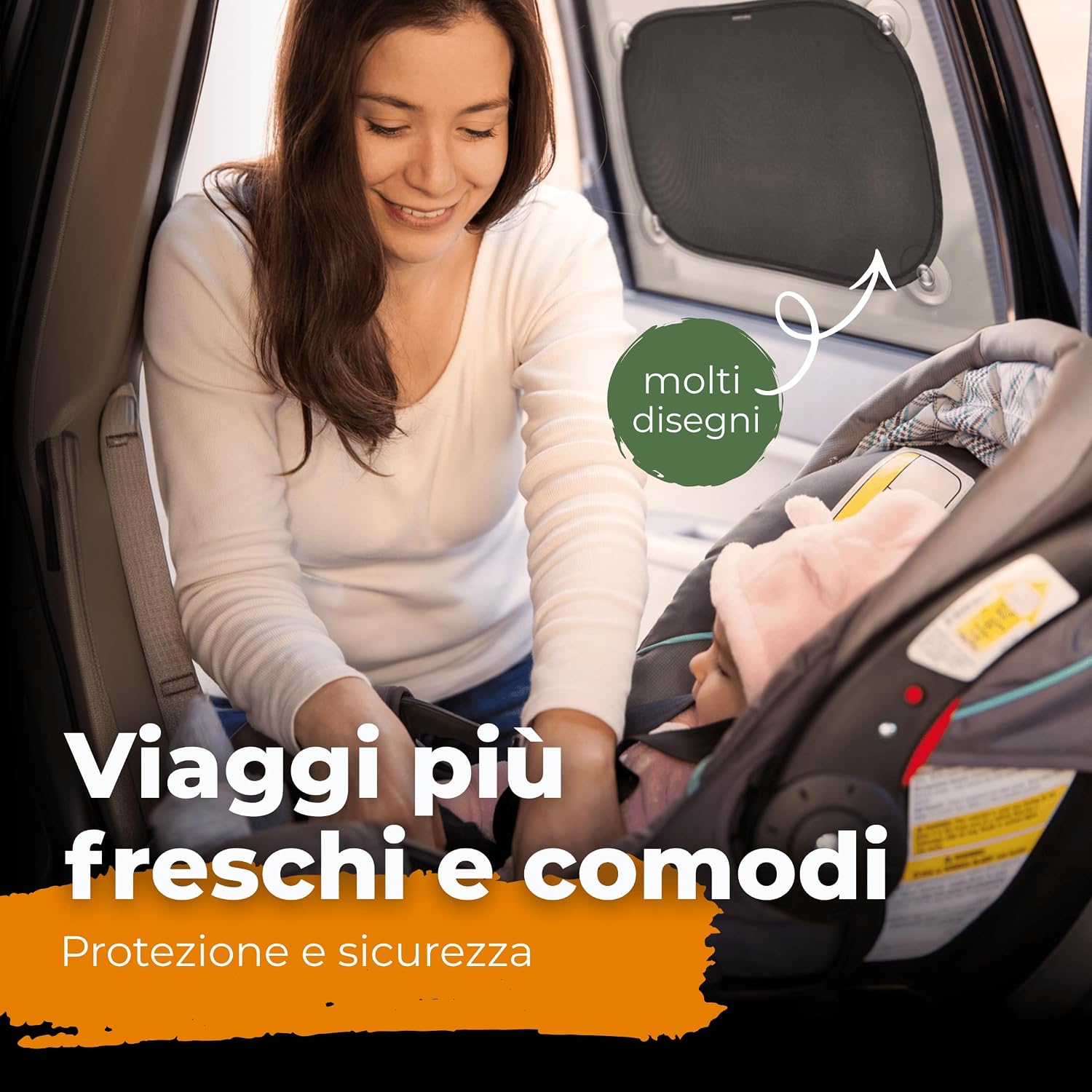 Caramaz Protezione solare per bambini con protezione UV certificata, 2 pezzi 51x31cm Nero