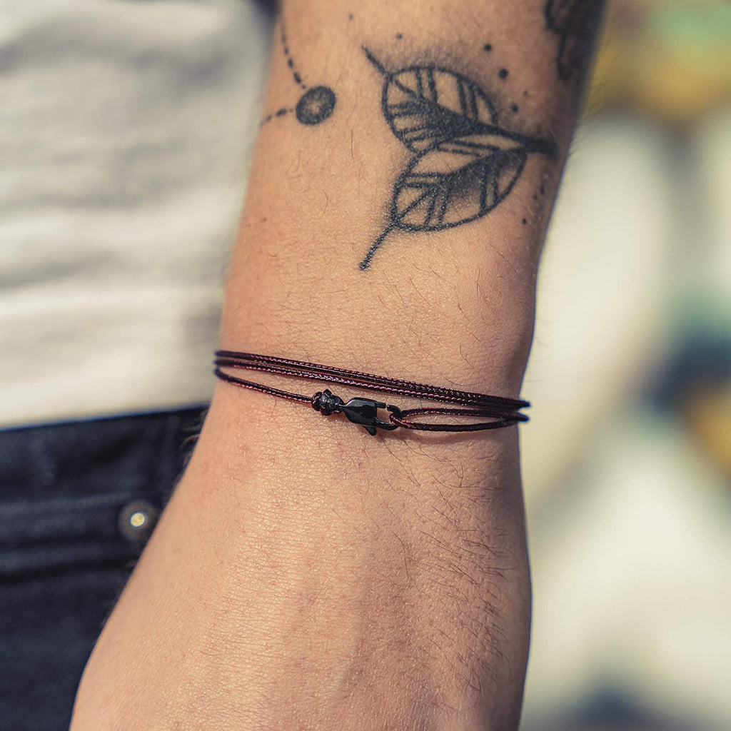Bracciale Sottile Da Uomo e Donna Con Chiusura a Clip Fatta a Mano - Gioielli Da Surfista - Bracciale In Tessuto Minimalista - 100%…