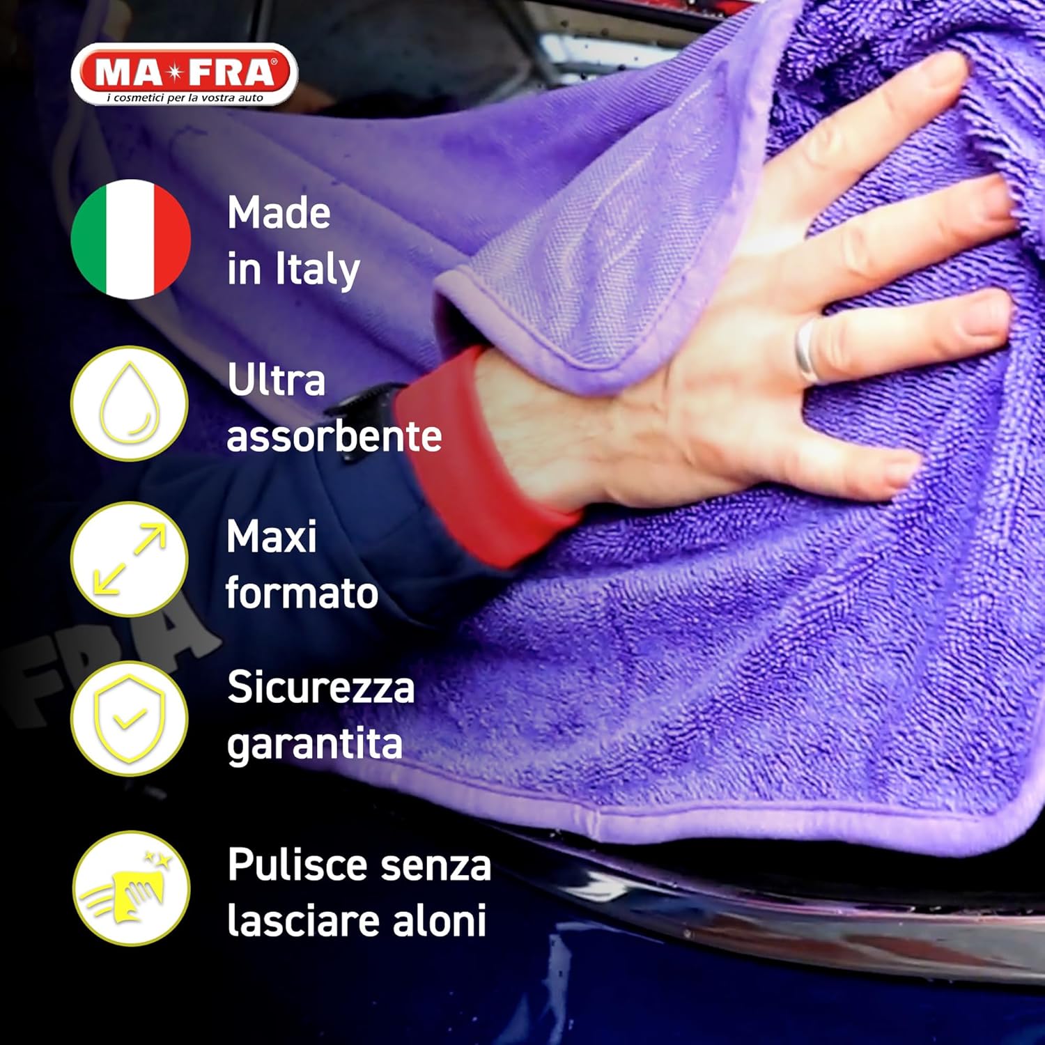 Ma-Fra, Super Dryer, Panno in Microfibra Ultra-Assorbente per una Asciugatura Perfetta di Tutte le Superfici Esterne dell'Auto, Non…