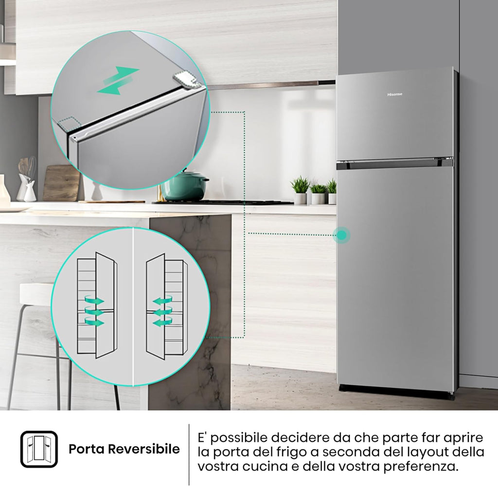 Hisense MTM55205SE Frigorifero Doppia Porta a Libera Installazione Modello 2022, 206 L, Silver,…
