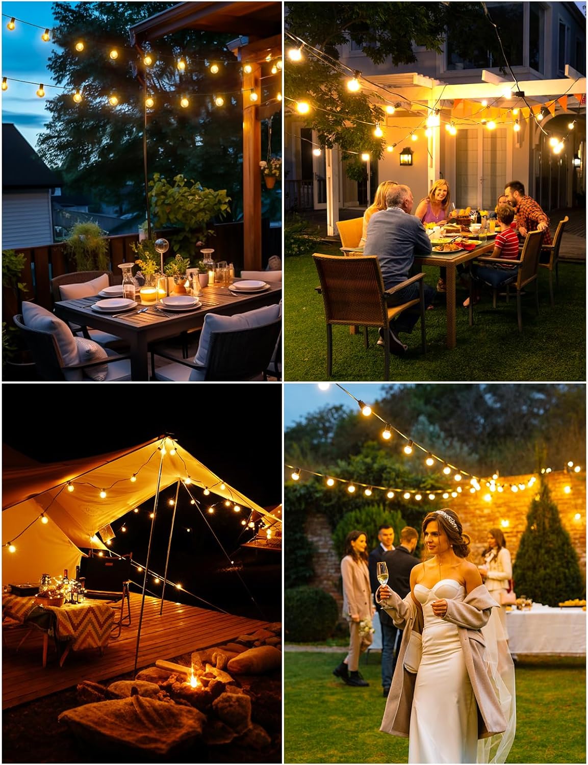 FIFlying Catena Luminosa Esterno Solare 10.45M Luci Solari da Giardino con 12+1 Lampadine LED G40 Impermeabile Luci Gazebo…