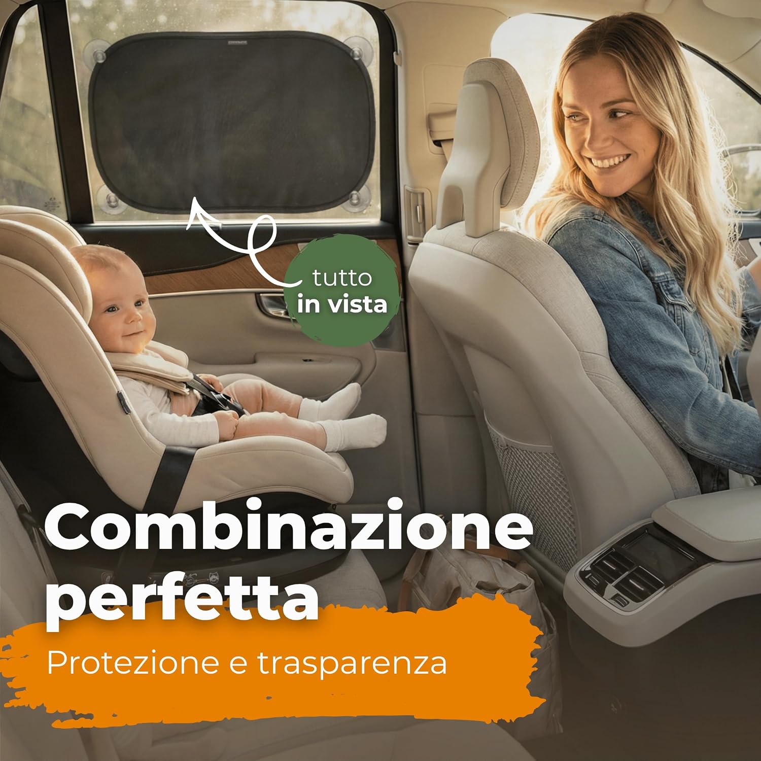Caramaz Protezione solare per bambini con protezione UV certificata, 2 pezzi 51x31cm Nero