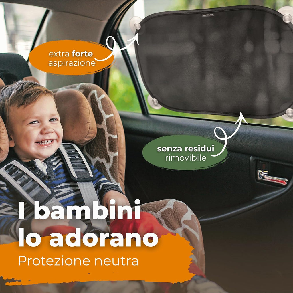 Caramaz Protezione solare per bambini con protezione UV certificata, 2 pezzi 51x31cm Nero
