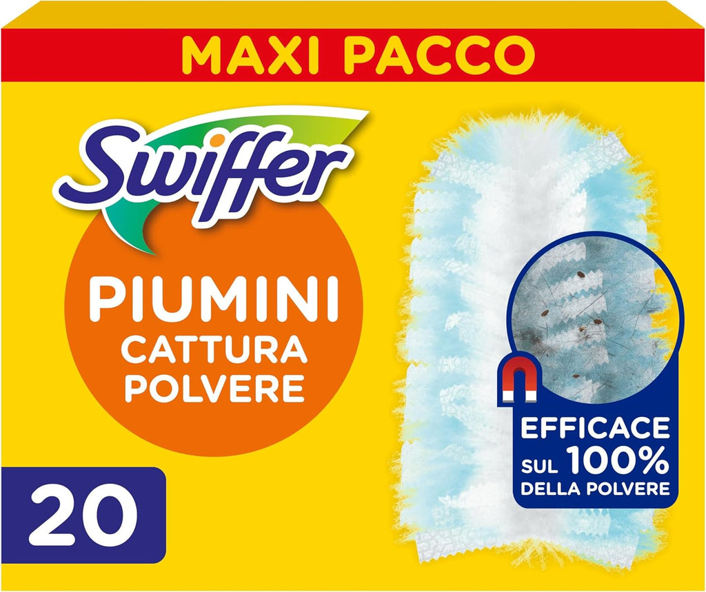 Swiffer Duster Piumini Cattura Polvere, 20 Piumini, Cattura e Intrappola Polvere e Sporco, Raggiunge I Punti più Difficili…