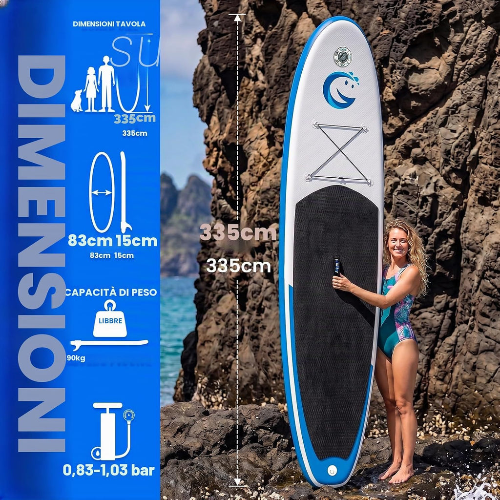 FunWater Sup Gonfiabile Portatile: Tavola Gonfiabile, Pinne, Pompa, Pagaia, Zaino e Guinzaglio di Sicurezza-Ideale per Adulti e…