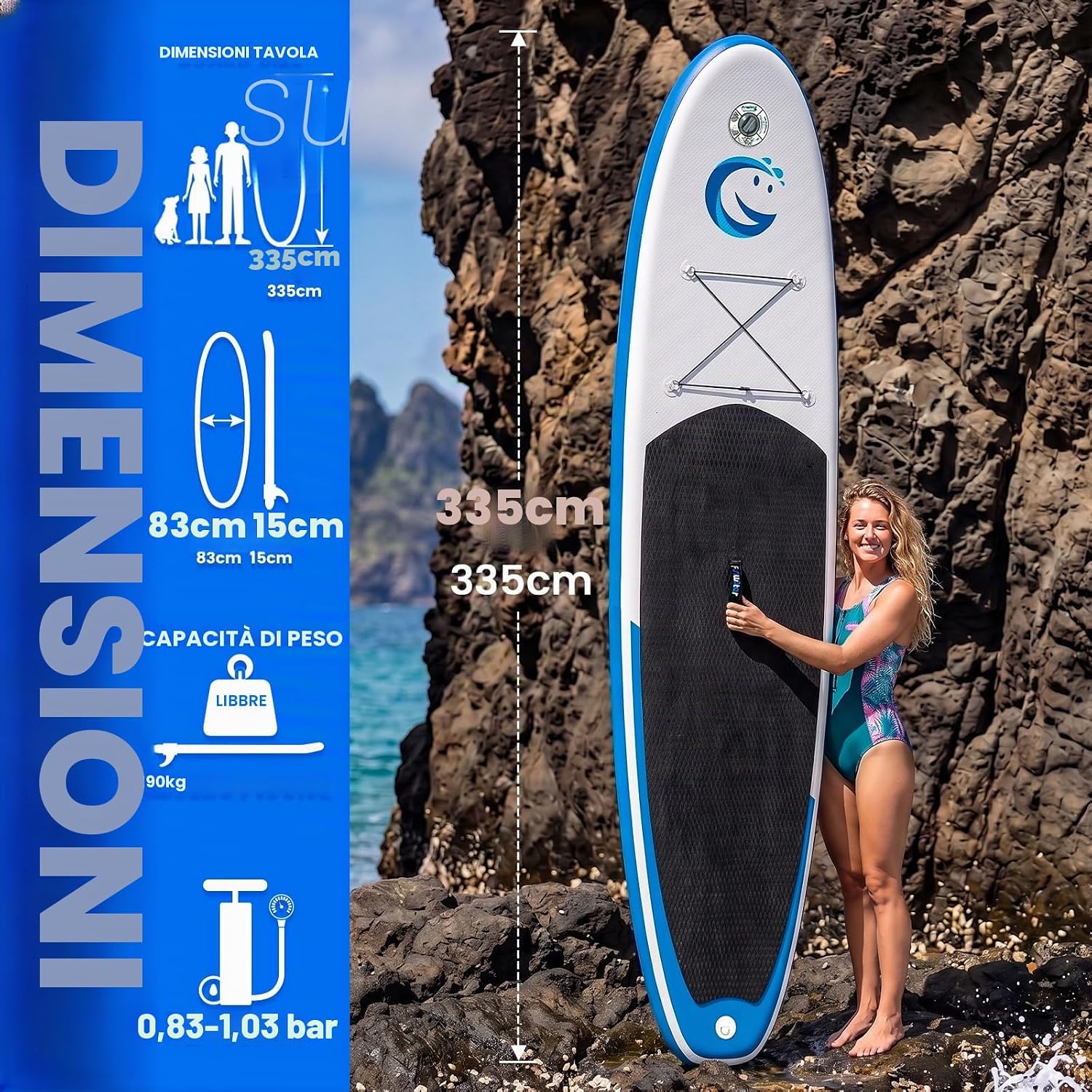 FunWater Sup Gonfiabile Portatile: Tavola Gonfiabile, Pinne, Pompa, Pagaia, Zaino e Guinzaglio di Sicurezza-Ideale per Adulti e…