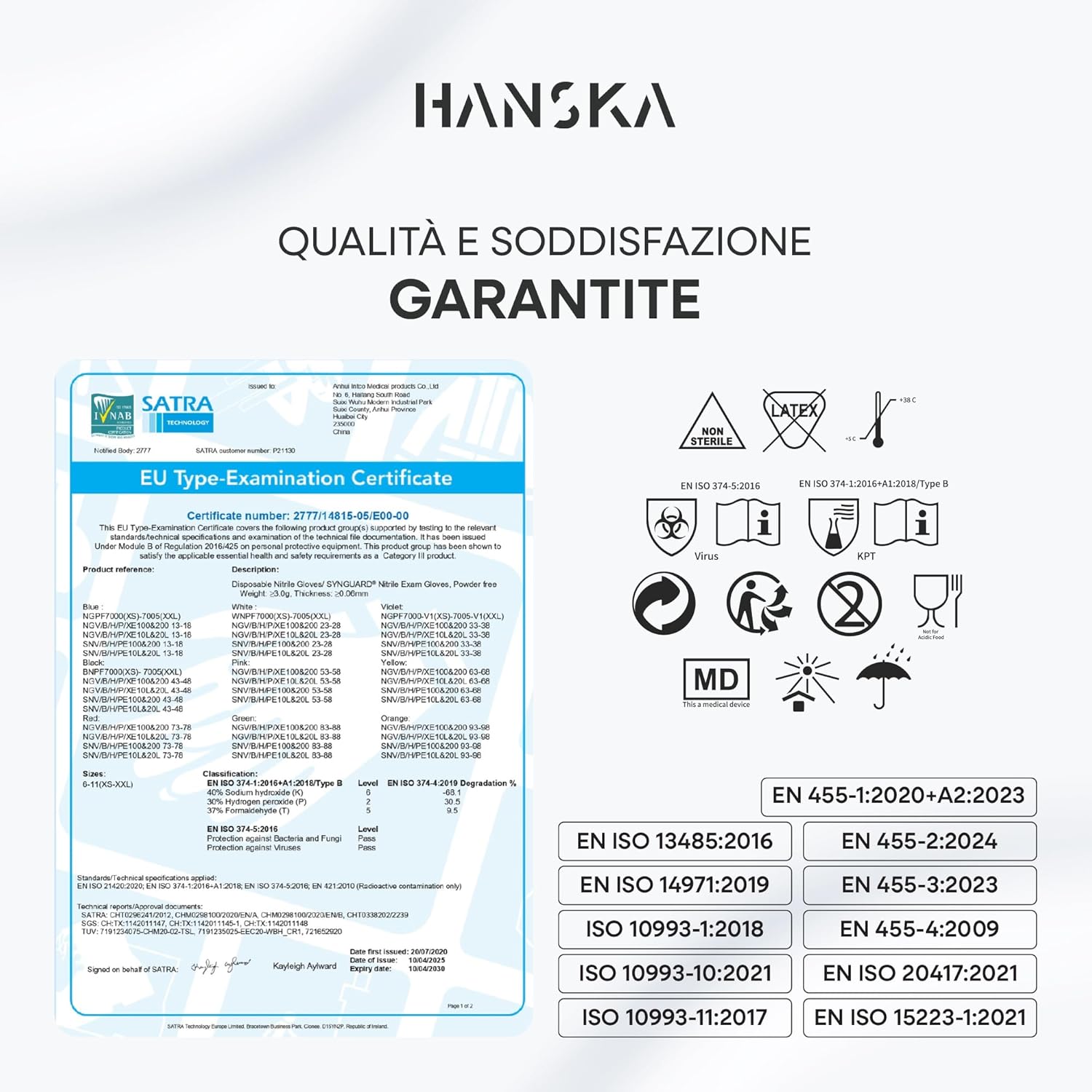 HANSKA 100 Guanti Monouso Nitrile Neri - Senza Polvere - Usa e Getta- Ambidestri - Non Sterili - Base di Gomma - Adatti per…