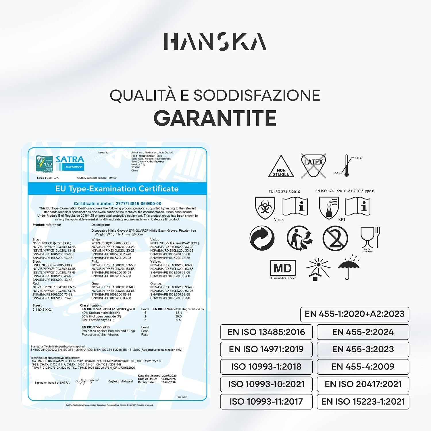 Dettaglio dei guanti neri usa e getta HANSKA indossati durante lavori di precisione e officina meccanica.