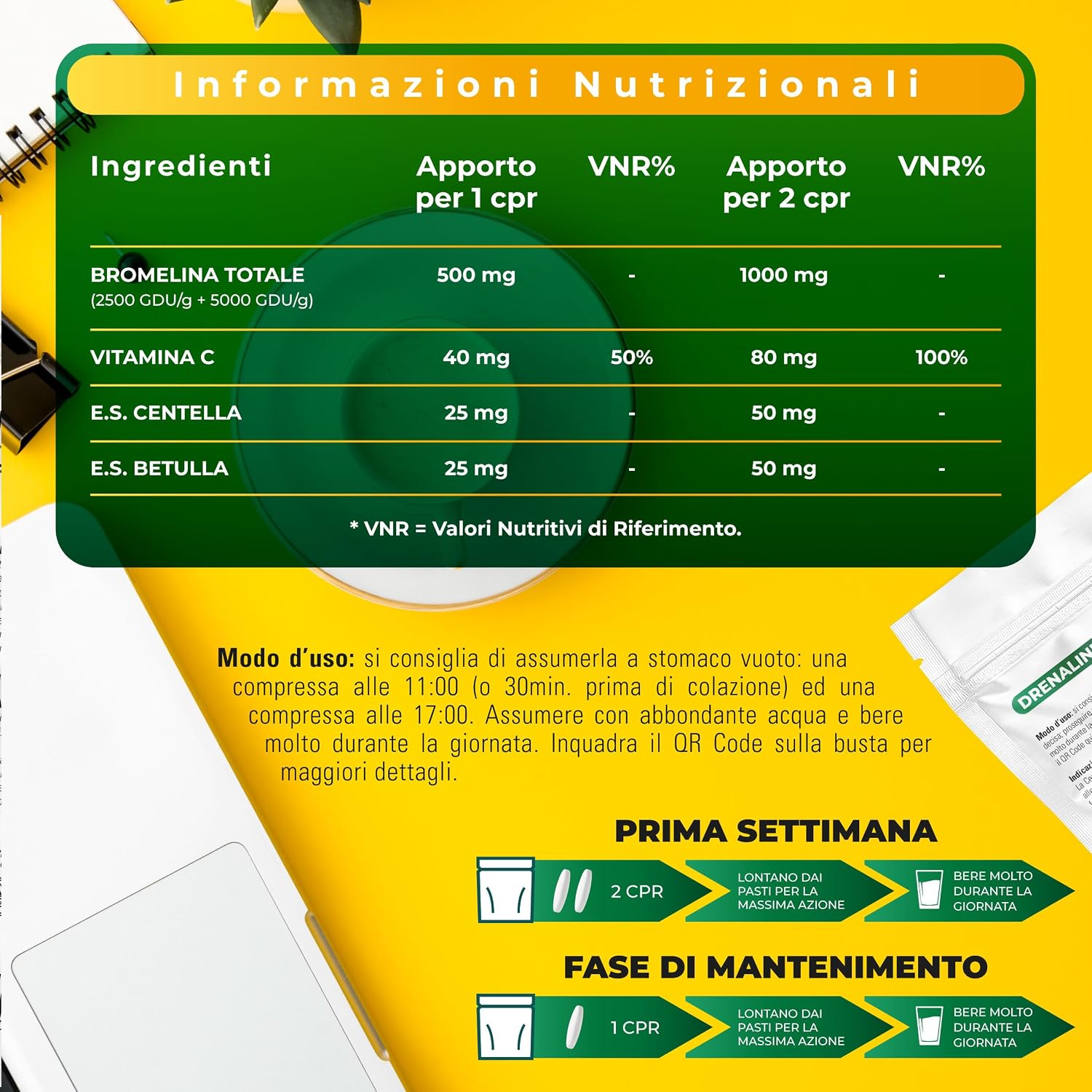 Symbeauty Bromelina Forte Drenaline 120 Cpr (4 mesi) 5000GDU Complex Vegano