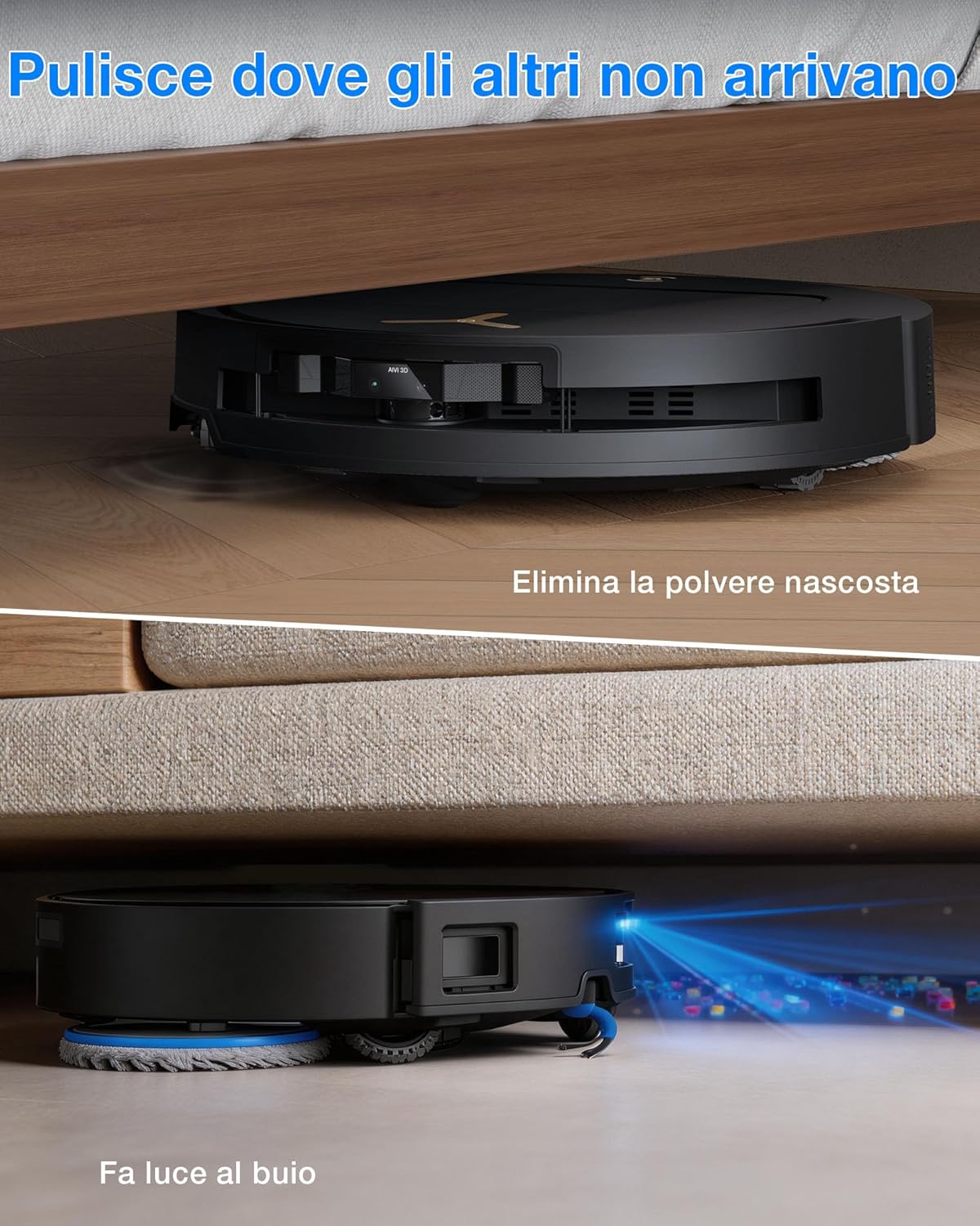 ECOVACS DEEBOT T50 PRO OMNI Gen3 Robot Aspirapolvere Lavapavimenti, spazzola laterale e mocio a estensione, 25.000 Pa,…
