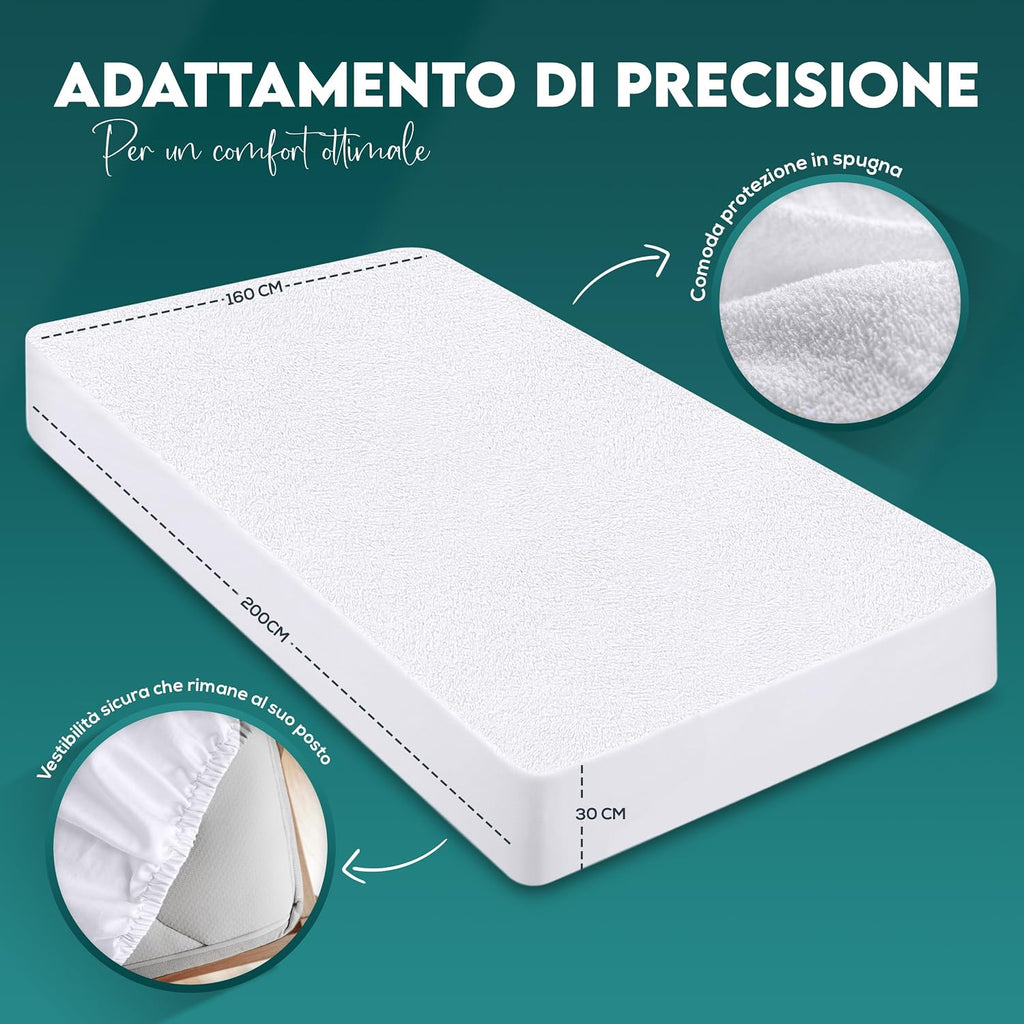 Utopia Bedding Coprimaterasso Matrimoniale Impermeabile 160 x 200 x 30 cm, Certificato OEKO-TEX, Proteggi Materasso,…