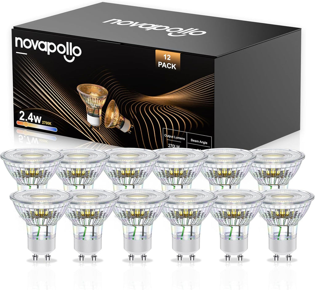 Lampadine LED GU10 Novapollo Non Dimmerabili, 2.4W (Equivalenti a 35W), 2700K Luce Calda,…
