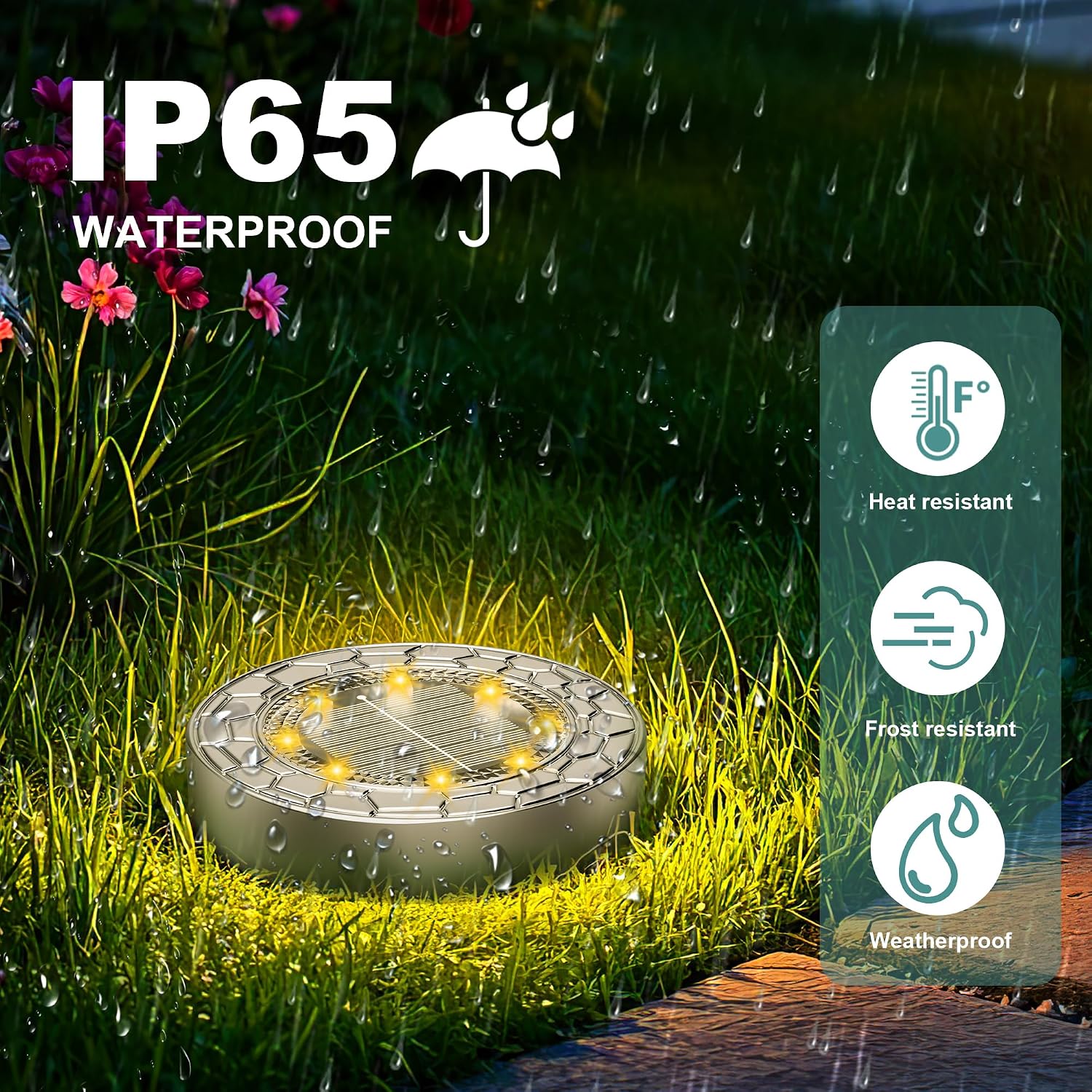 FIFlying 10 pezzi Luci Solari da Giardino, 8 LED Lampade Solare da Terra, Acciaio Inossidabile Bianco Caldo Faretti Sepolta…