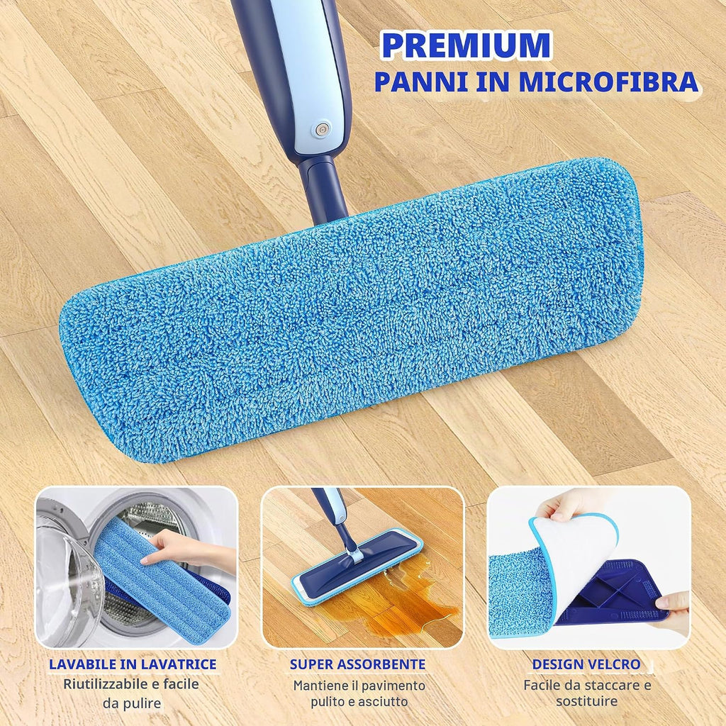 Scopa Lavapavimenti a Spruzzo, MANGOTIME Spray Mop Lavapavimenti Mocio con Spray Microfibra Mocio Pavimenti…
