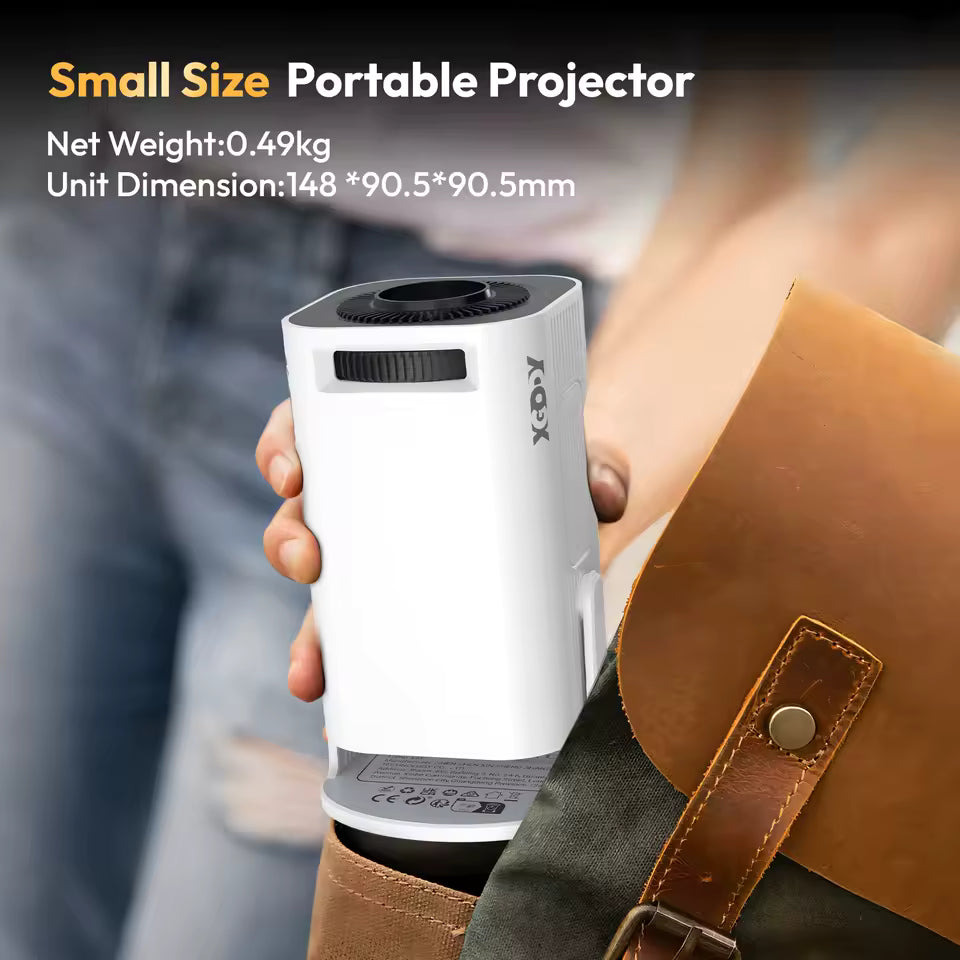 Icone di connessione Dual WiFi 6 e Bluetooth 5.4 accanto al proiettore portatile XGODY.